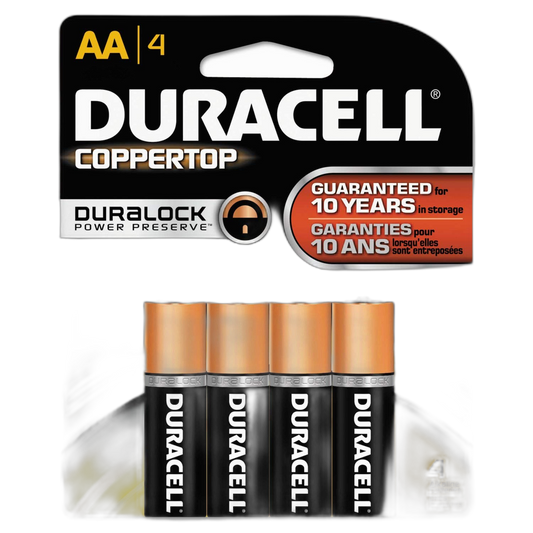 Duracell MN1500B4Z CopperTop Alkaline Batteries with Duralock Power Preserve Technology, AA, 4/Pk
