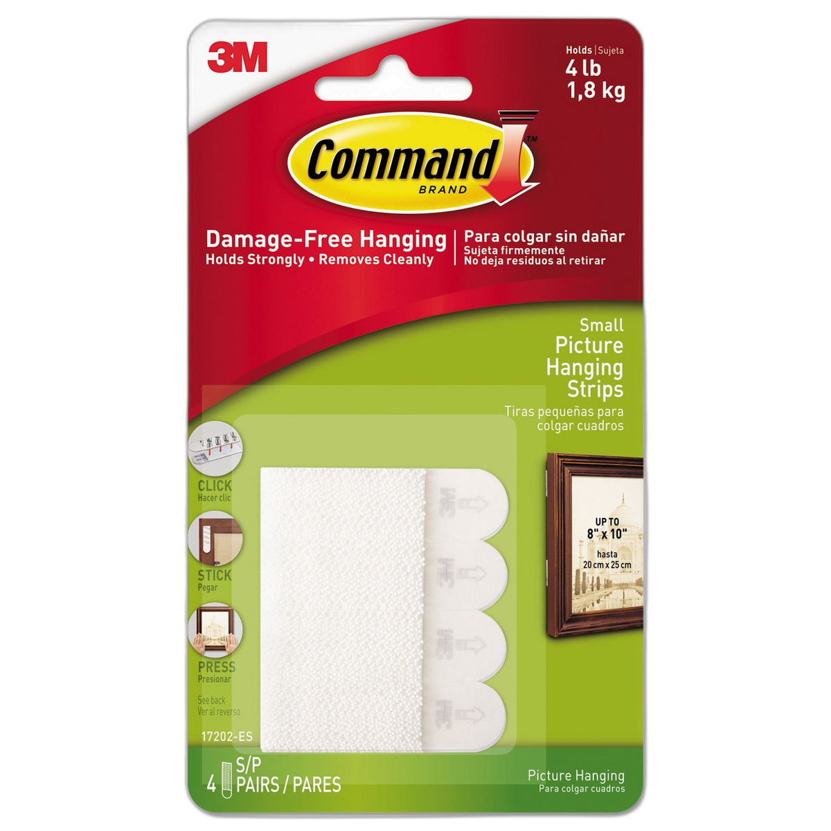 Command 17202ES Picture Hanging Removable Interlocking Fasteners, 5/8" x 2-1/8" (Set of 4)