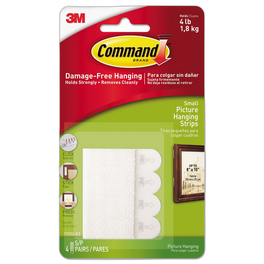 Command 17202ES Picture Hanging Removable Interlocking Fasteners, 5/8" x 2-1/8" (Set of 4)