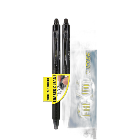 PILOT FriXion Clicker Erasable, Refillable & Retractable Gel Ink Pens, Fine Point, Black Ink, 2-Pack (31460)