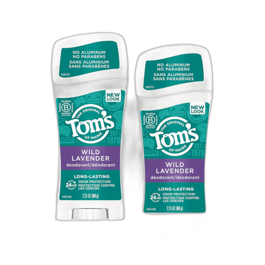 Tom's of Maine Natural Long-Lasting Deodorant Stick Lavender 2.25 Oz (Pack of 2)