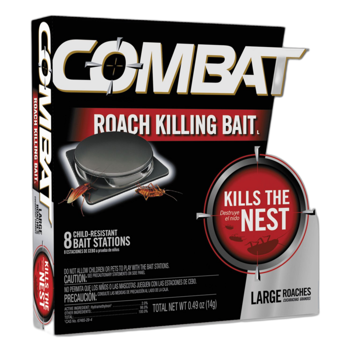 Combat 41913 Source Kill Large Roach Killing System Child-Resistant Disc 8/Box