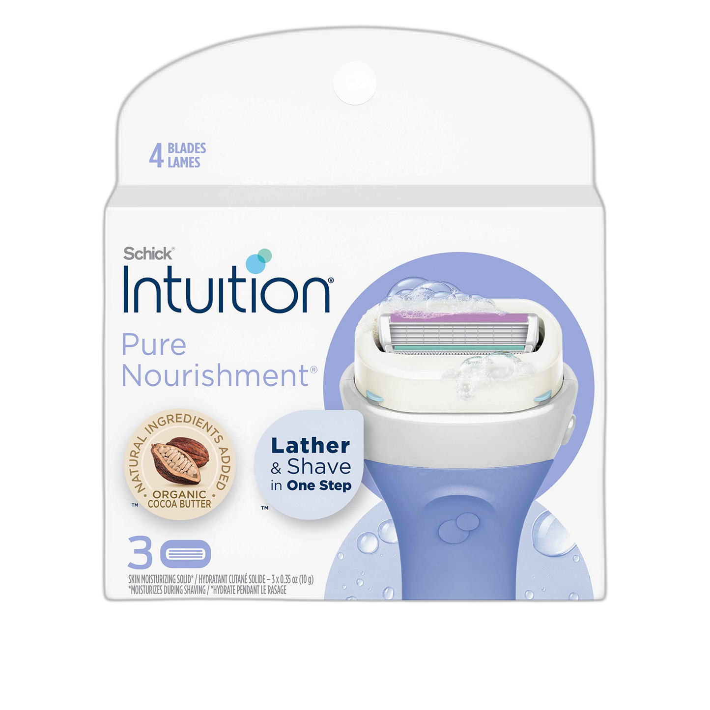 Schick Intuition Pure Nourishment Womens Razor Refills with Coconut Milk and Almond Oil, 3 Count (Pack of 1)