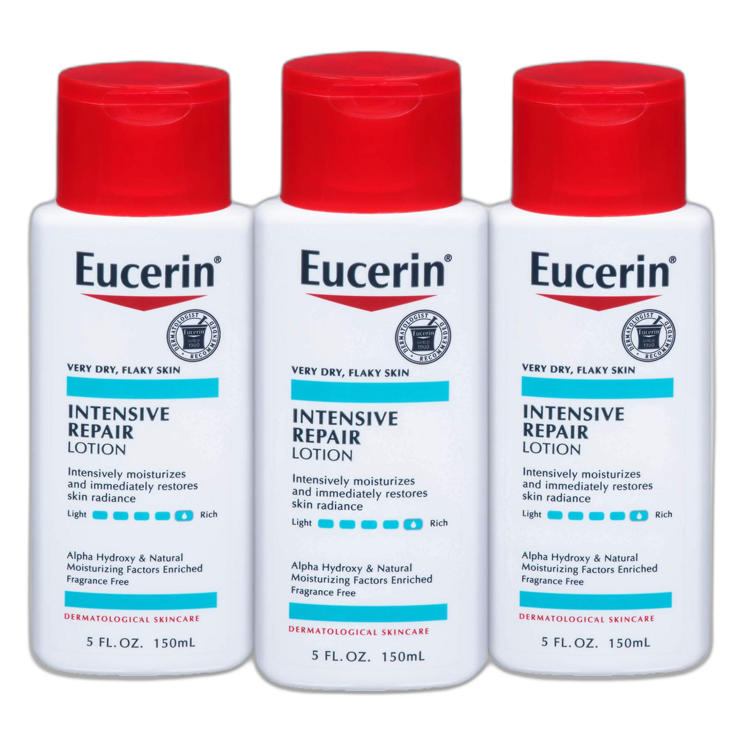 Eucerin Intensive Repair Lotion - Rich Lotion for Very Dry, Flaky Skin - 5 fl. oz. Bottle (Pack of 3)