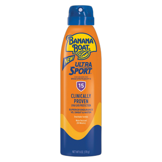 Banana Boat Sport Ultra SPF 15 Sunscreen Spray, 6oz | Banana Boat Sunscreen Spray SPF 15, Oxybenzone Free Sunscreen, Clear Sunscreen Sunblock, Spray On Sunscreen, Water Resistant Sunscreen, 6oz