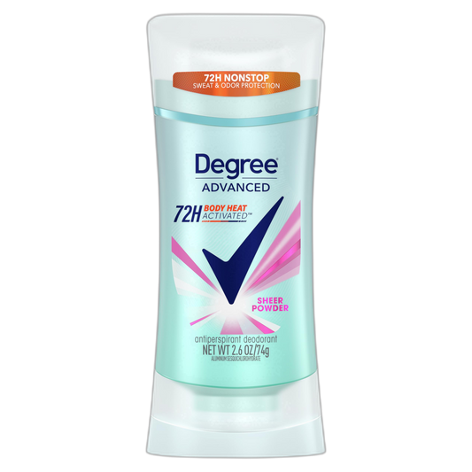 Degree Advanced Protection Antiperspirant Deodorant Sheer Powder for 72-Hour Sweat & Odor Control for Women, with Body Heat Activated Technology, 2.6 oz