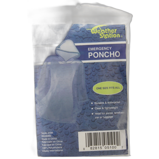 The Weather Station Waterproof Emergency Poncho With Hood, 2-pack