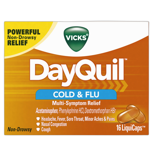 Vicks Dayquil Cold & Flu Multi-Symptom Relief 16 Liquicaps, 16 Count (Pack of 24)