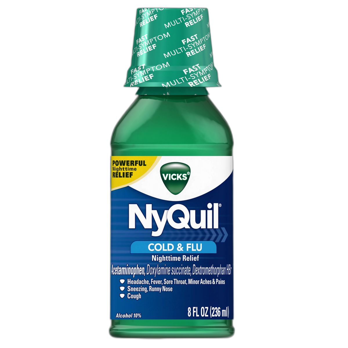 Vicks NyQuil Cold & Flu Nighttime Relief, Original Liquid 8 Fl Oz (Pack of 12)