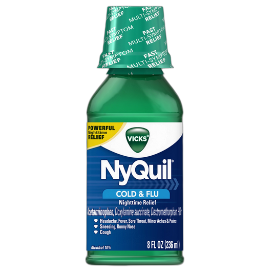 Vicks NyQuil Cold & Flu Nighttime Relief, Original Liquid 8 Fl Oz (Pack of 12)