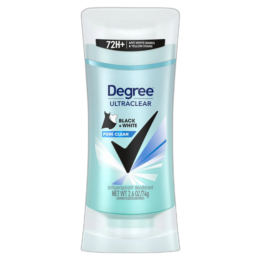 Degree UltraClear Black+White Pure Clean Antiperspirant Deodorant Stick, 2.6 oz (Pack of 12)