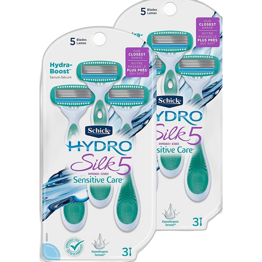 Schick Hydro Silk Disposable Razors for Women, 3 Count (Pack of 2)
