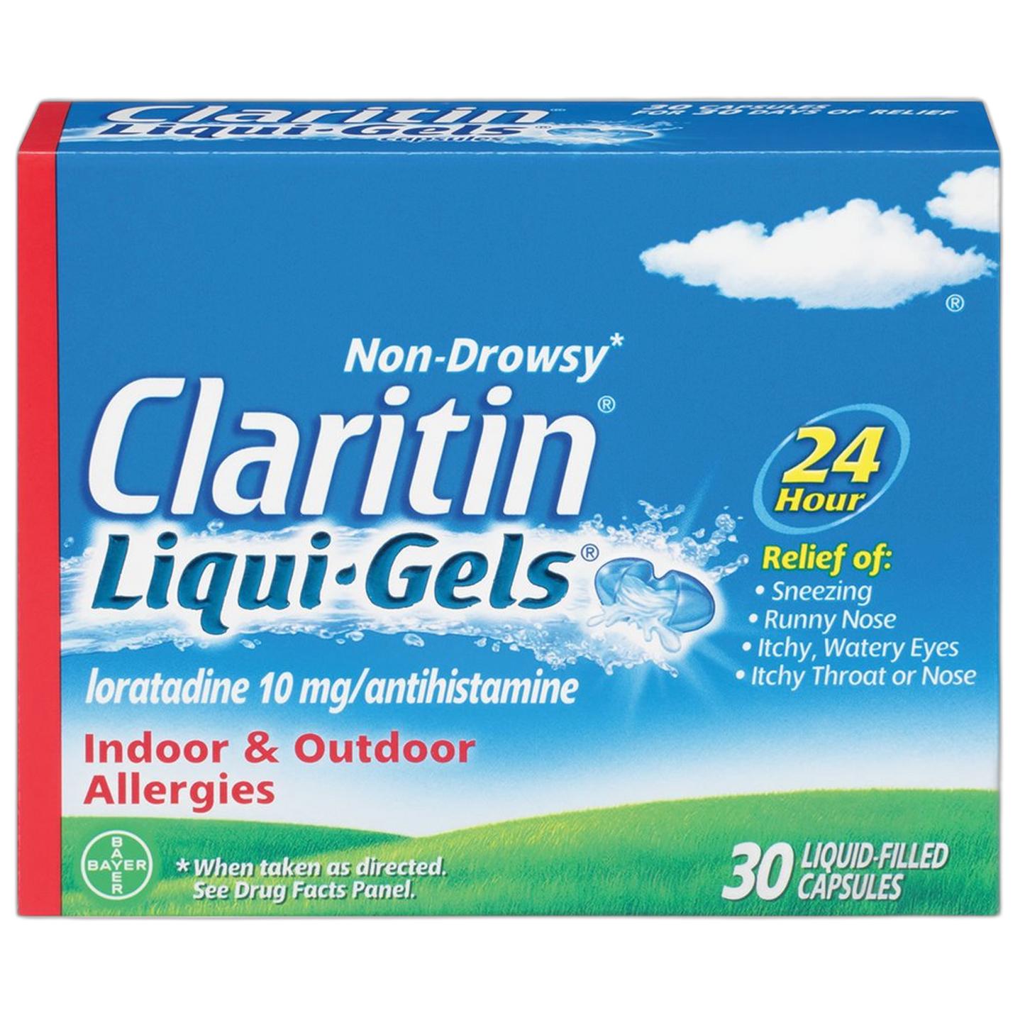 Claritin Liqui-Gels 24 Hour Allergy Relief, Non-Drowsy Allergy Medicine, Loratadine Antihistamine Capsules, 30 Count