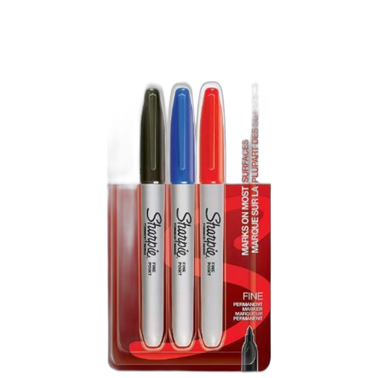 SHARPIE Permanent Marker, Fine Point, 3-Pack, Red, Blue, Black