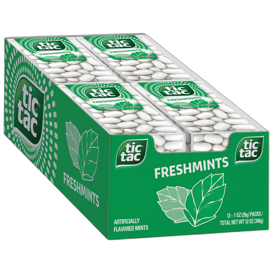Tic Tac Freshmint Breath Mints, Bulk 12 Pack, On-The-Go Refreshment, 1 oz Each