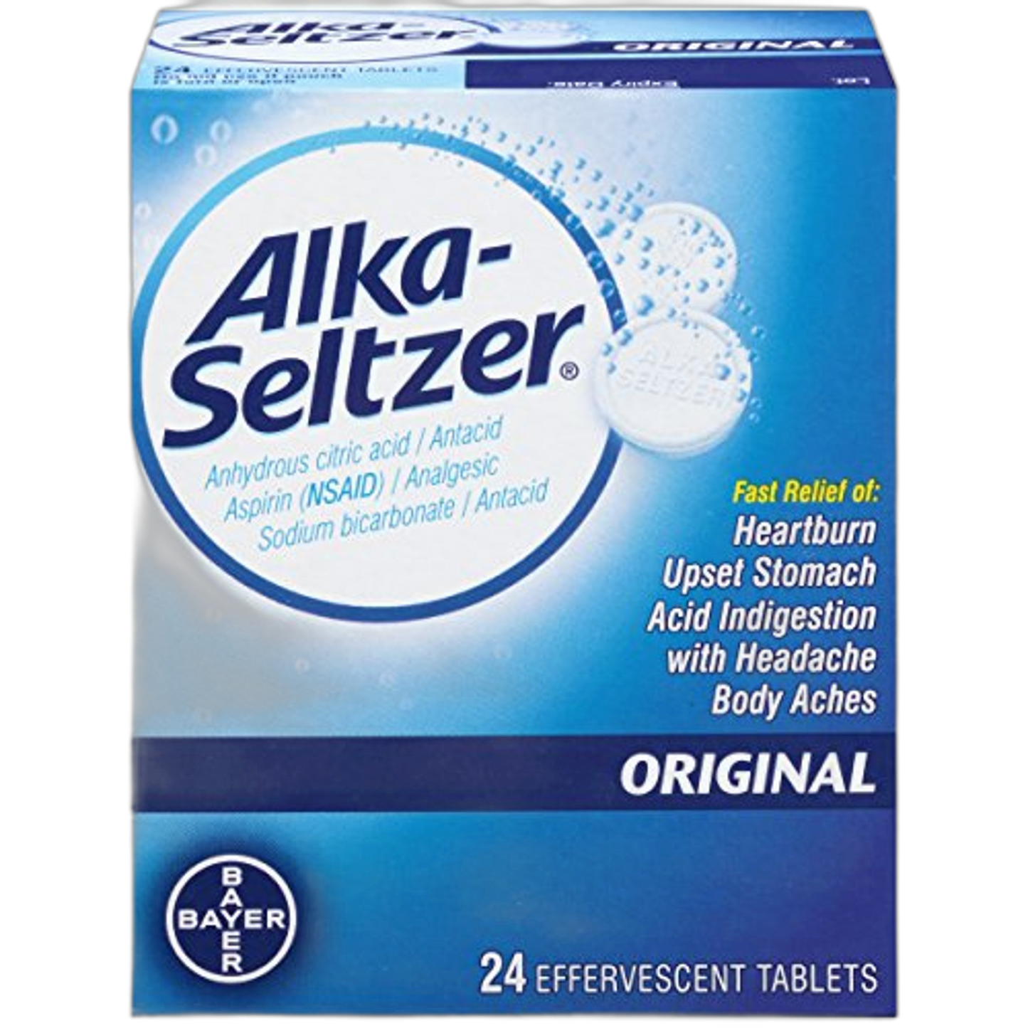 Alka-Seltzer Original with Aspirin Tablets, 24 Count (Pack of 6)