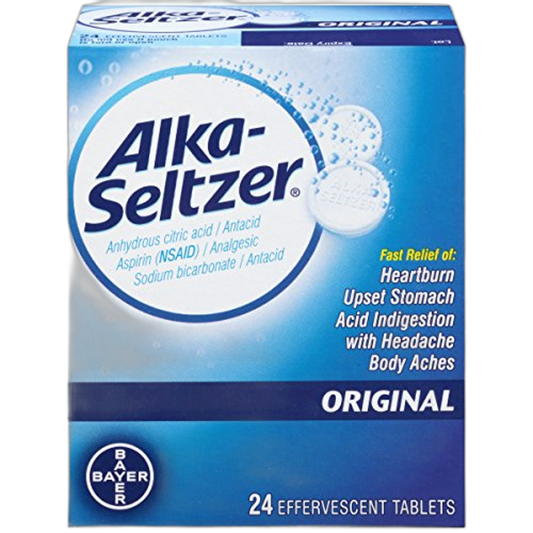 Alka-Seltzer Original with Aspirin Tablets, 24 Count (Pack of 6)