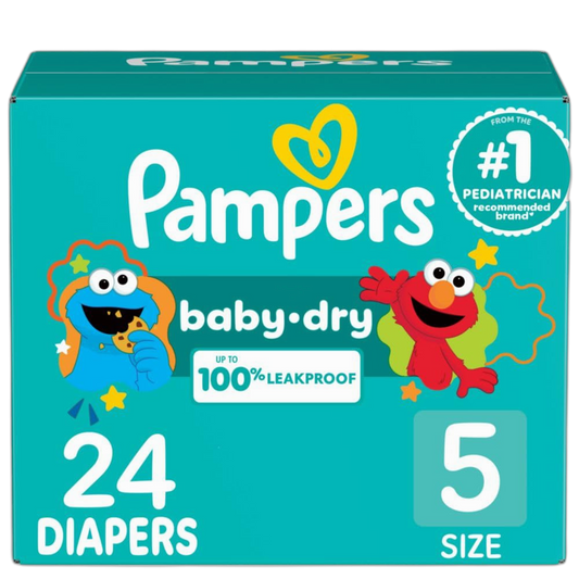 Pampers Diapers - Baby Dry - Size 5, 24 Count, Absorbent Disposable Infant Diaper (Packaging May Vary)