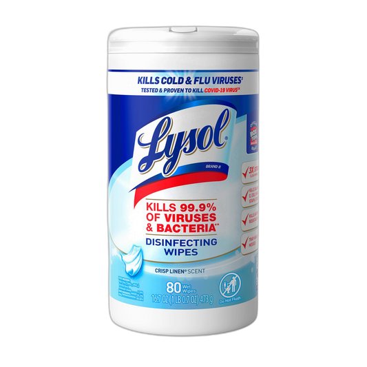 Lysol Disinfectant Wipes, Multi-Surface Antibacterial Cleaning Wipes, For Disinfecting and Cleaning, Crisp Linen, 80 Count