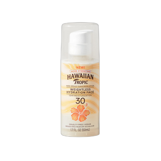 Hawaiian Tropic Weightless Hydration Lotion Sunscreen for Face SPF 30, 1.7oz | Travel Size Sunscreen Lotion, Beach Essentials, Sun Protection, Travel Sunblock Face, Summer Essentials, 1.7 fl oz