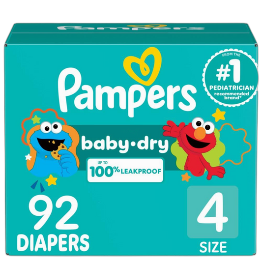 Pampers Diapers - Baby Dry - Size 4, 92 Count, Absorbent Disposable Infant Diaper (Packaging May Vary)