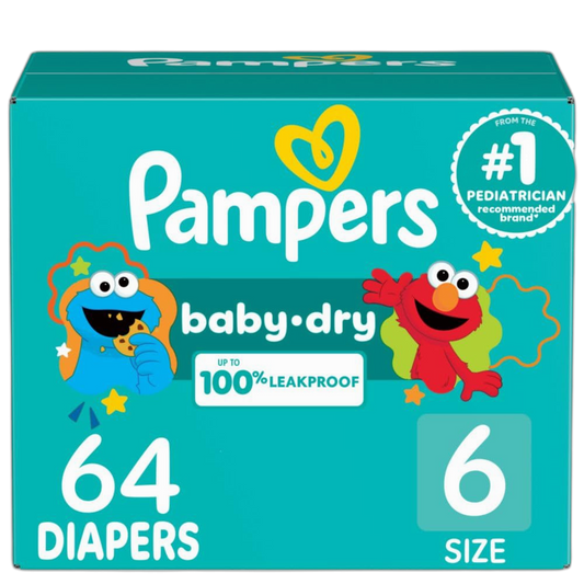 Pampers Diapers - Baby Dry - Size 6, 64 Count, Absorbent Disposable Infant Diaper (Packaging May Vary)