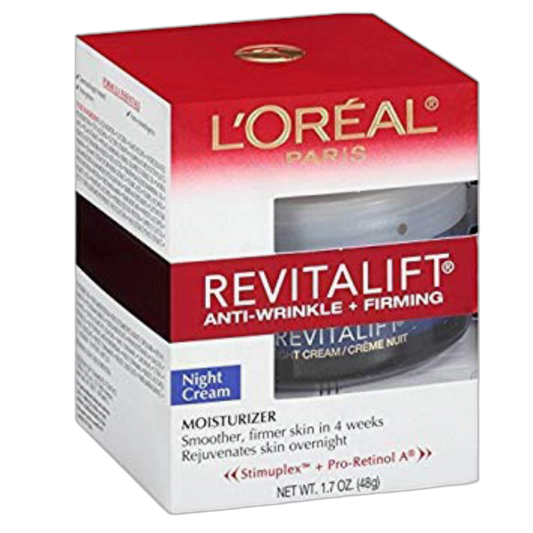 L'Oreal Paris, RevitaLift Anti-Wrinkle + Firming Night Cream Moisturizer 1.7 oz (Pack of 3)