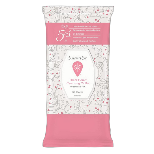 Summer's Eve Feminine Cleansing Cloths, Sensitive Skin, Sheer Floral 32 ea (Pack of 1)