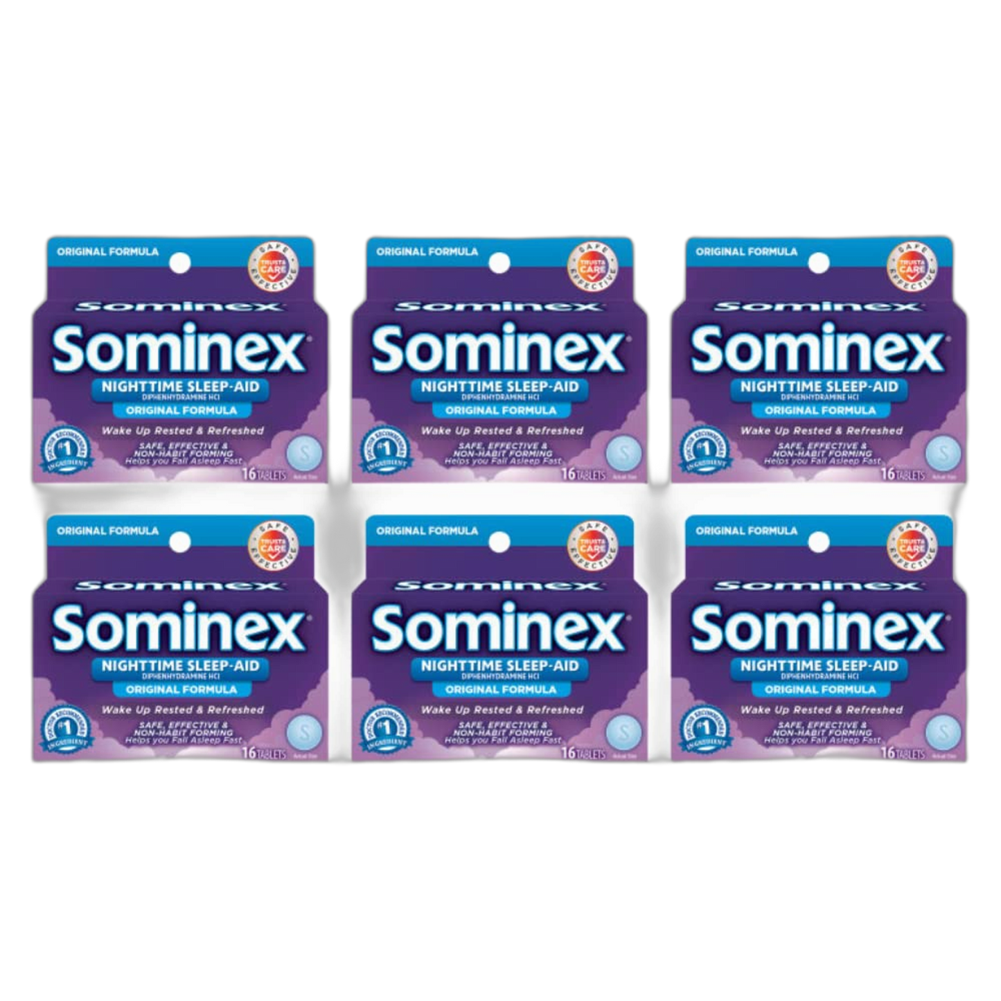 Sominex Original Formula Tablets 16 Tablets (Pack of 6)