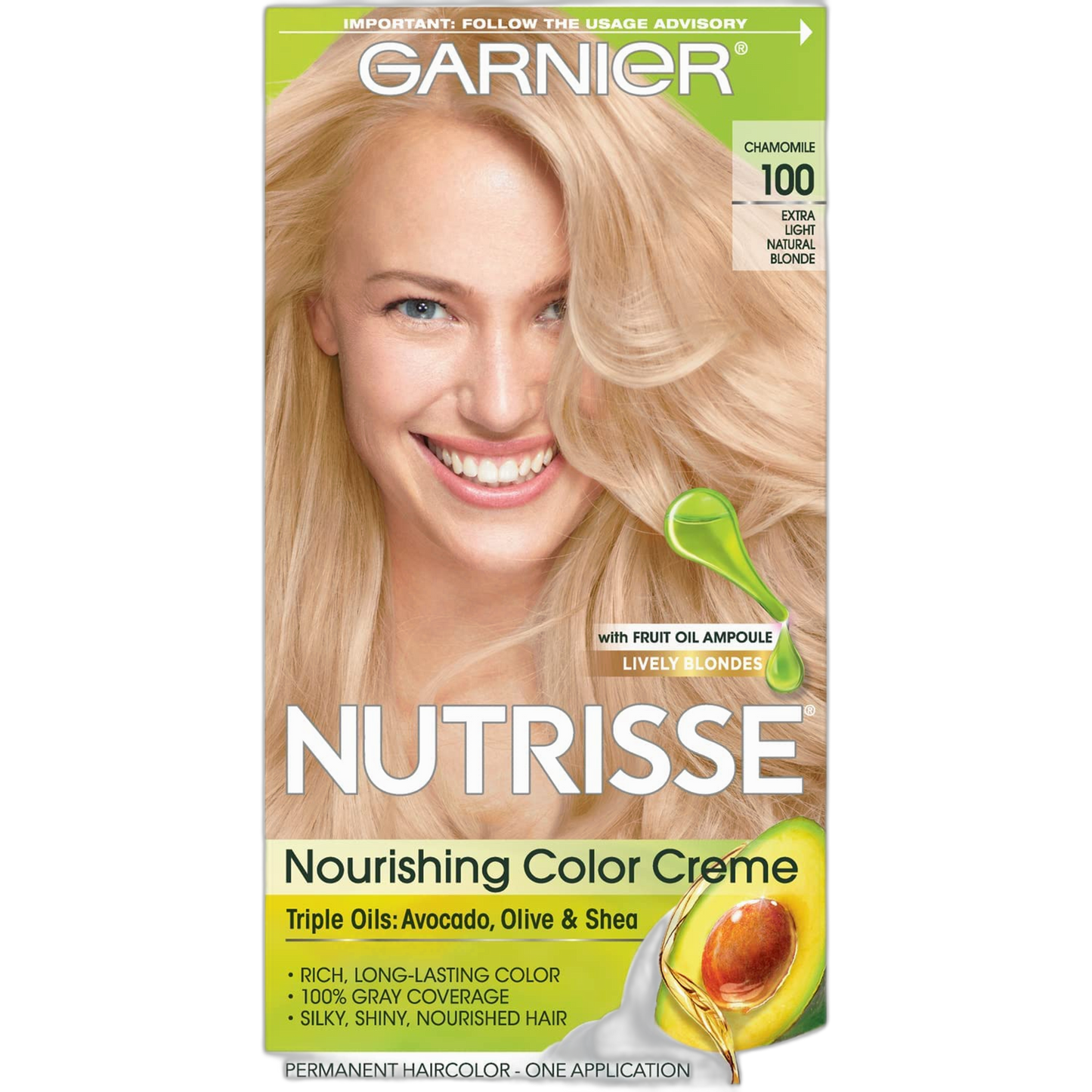 Garnier Nutrisse Nourishing Color Creme, Extra-Light Natural Blonde [100] 1 ea (Pack of 3)