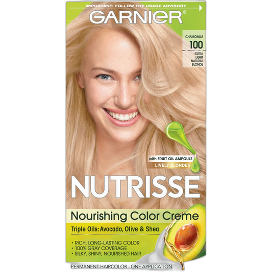 Garnier Nutrisse Nourishing Color Creme, Extra-Light Natural Blonde [100] 1 ea (Pack of 3)