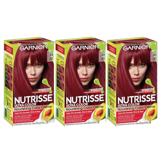 Garnier Nutrisse Haircolor, R3 Light Intense Auburn Nourishing Color Creme Permanent (Pack of 3)