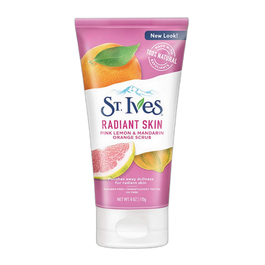 St. Ives Radiant Skin Face Scrub For Dull Skin Pink Lemon and Mandarin Orange Dermatologist-Tested Face Wash Scrub With 100 percent Natural Exfoliants 6 oz