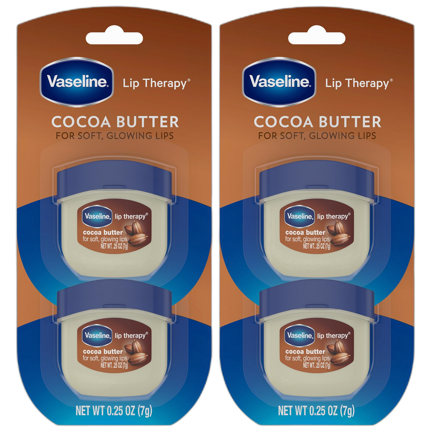 Vaseline Lip Therapy Cocoa Butter 4-Pack – Mini Lip Balms for Soft, Glowing Lips, 0.25 Oz Ea
