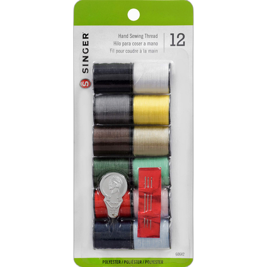 Singer 60642 100% Spun Polyester Thread Assorted Colors 12 Count (1-Pack)
