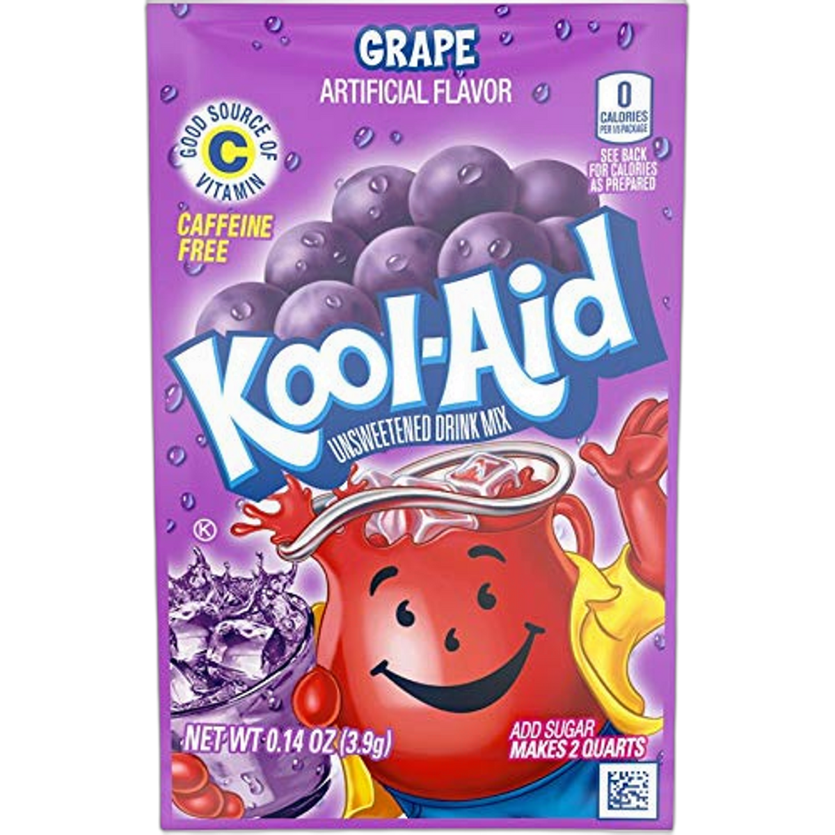Kool-Aid Grape Unsweetened Soft Drink Mix, 0.14 Ounce (Pack of 50)