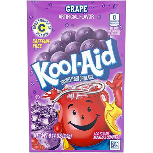 Kool-Aid Grape Unsweetened Soft Drink Mix, 0.14 Ounce (Pack of 50)