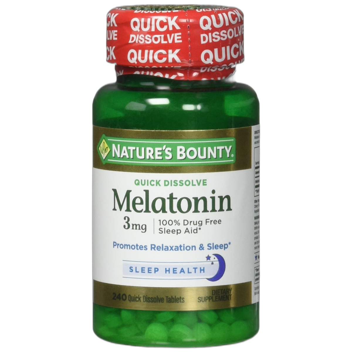 Natures Bounty Melatonin 3 Mg Quick Dissolve Tablets, 240 Ea (Pack of 3)