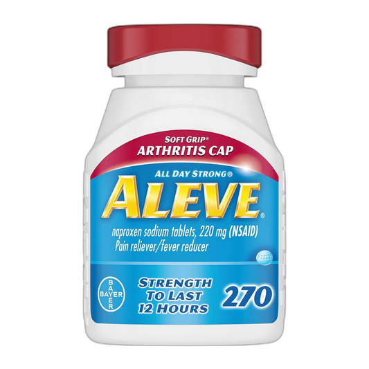 Aleve Soft Grip Arthritis Cap Tablets, Fast Acting All Day Pain Relief for Headaches, Muscle Aches, and Fever Reduction, Naproxen Sodium Capsules, 220 mg, 270 Count