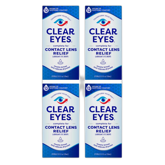 Clear Eyes Contact Lens Relief Soothing Eye Drops 0.50 oz (0.5 Fl Oz (Pack of 4))