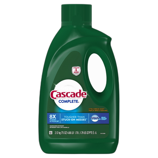 Cascade Complete Gel Dishwasher Detergent Liquid Gel, Citrus Breeze, 75 Oz
