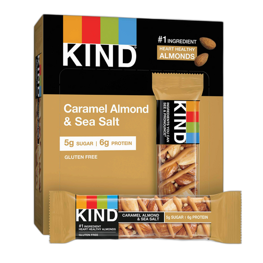 KIND Nut Bars, Caramel Almond & Sea Salt, Healthy Snacks, Gluten Free, Low Sugar, 6g Protein, 12 Count