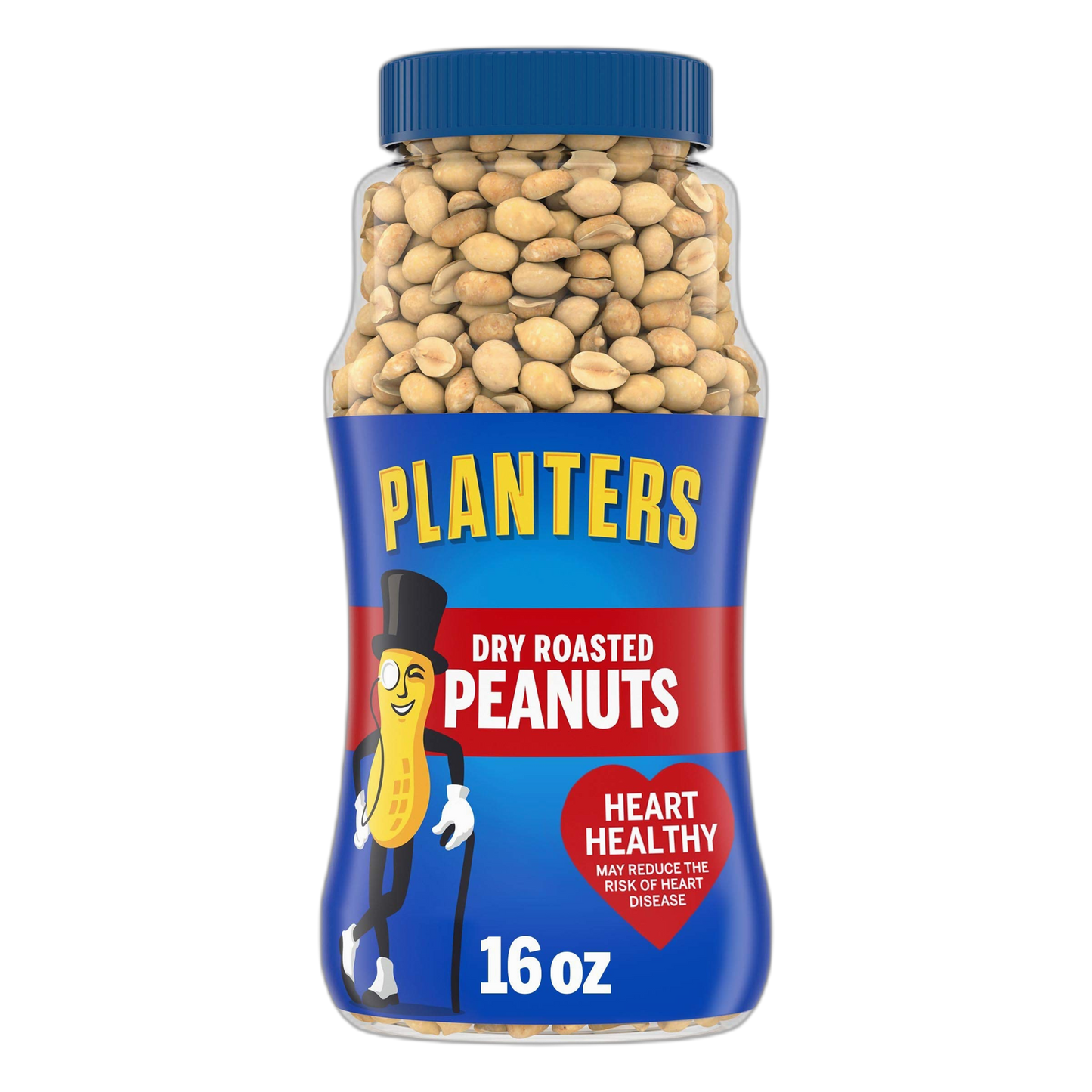 PLANTERS Dry Roasted Peanuts, 16 oz. Resealable Plastic Jar - Peanuts with Sea Salt - Peanut Snacks - Shareable Snacks - Heart Healthy Snacks for Adults - Great School Snack or Work Snack - Kosher
