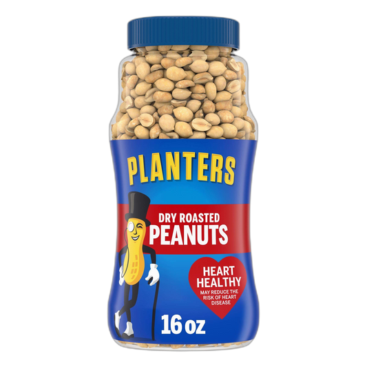 PLANTERS Dry Roasted Peanuts, 16 oz. Resealable Plastic Jar - Peanuts with Sea Salt - Peanut Snacks - Shareable Snacks - Heart Healthy Snacks for Adults - Great School Snack or Work Snack - Kosher