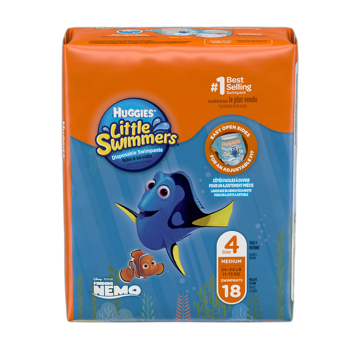 Huggies Little Swimmers Disposable Swimpants, Swim Diaper, Size Medium, 18 Ct. (Pack of 4)