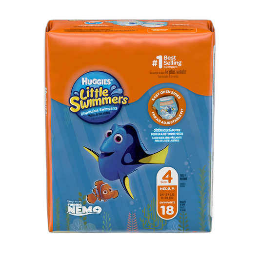 Huggies Little Swimmers Disposable Swimpants, Swim Diaper, Size Medium, 18 Ct. (Pack of 4)