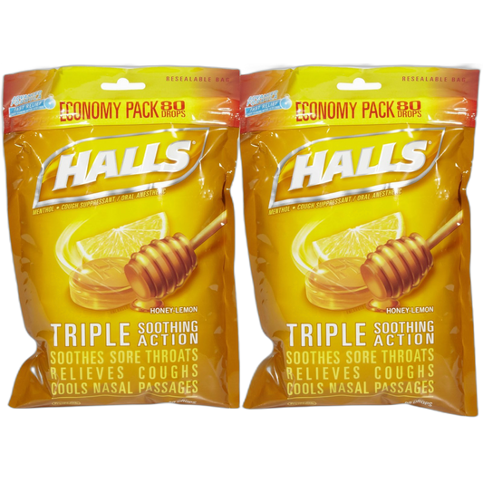 Halls Triple Action Honey Lemon Drops-80 ct, 2 pk
