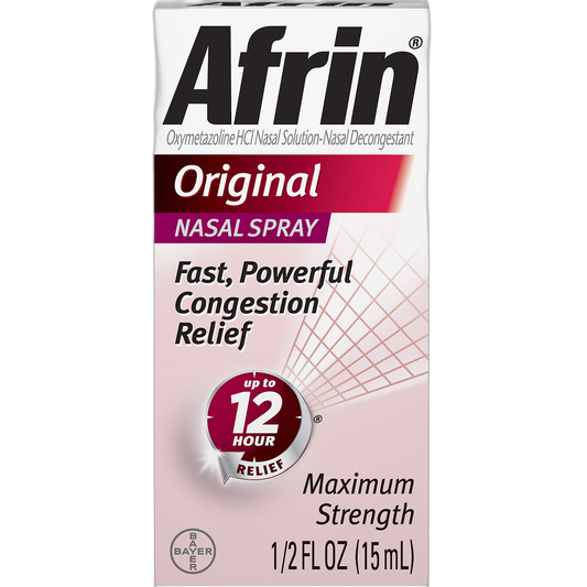 Afrin Original Nasal Spray - Fast, Powerful Congestion Relief - 12 Hour Relief - Maximum Strength - Net Wt. 0.5 FL OZ (15 mL) Each - Pack of 3