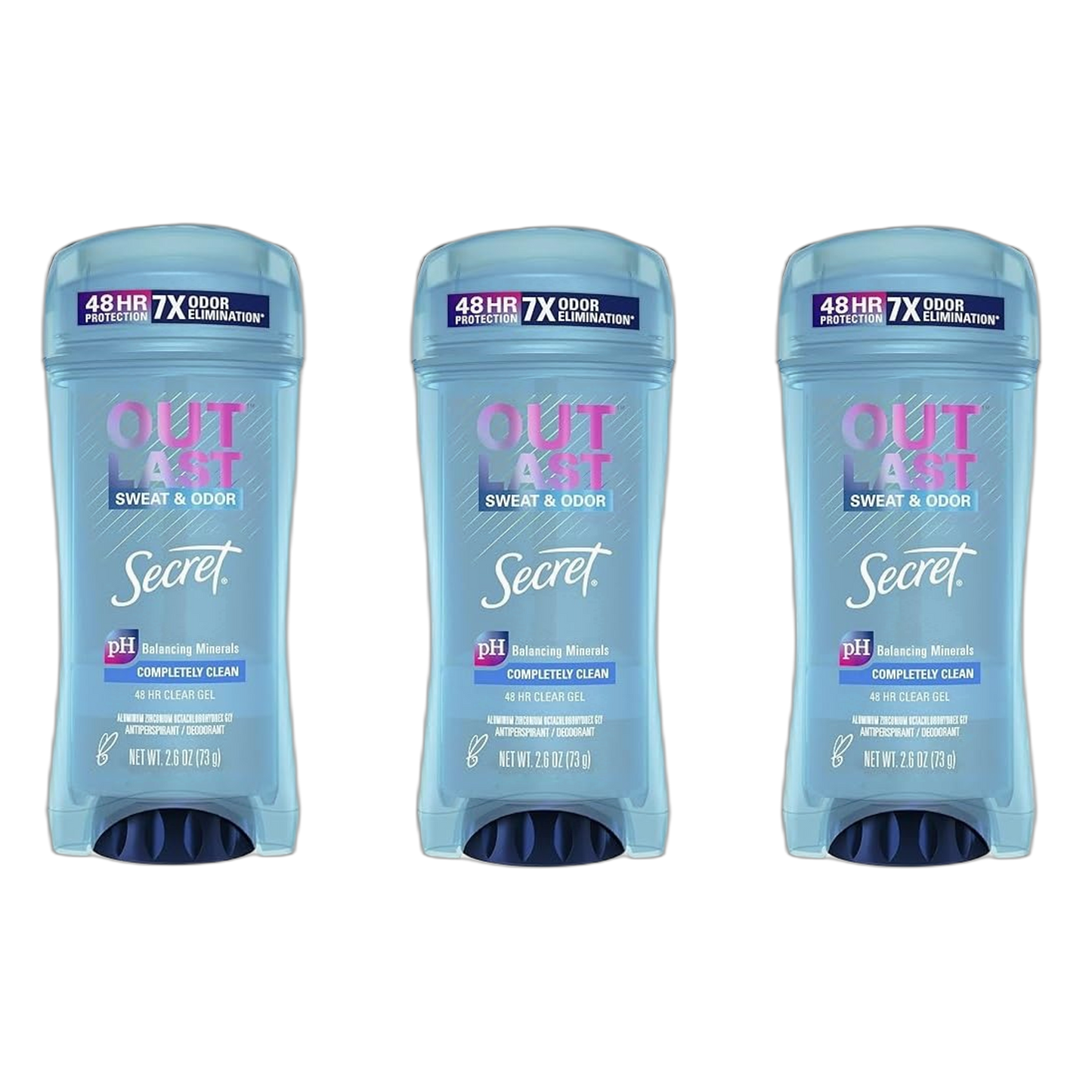 Secret Deodorant Outlast Clear Gel Completely Clean 2.6 Ounce (76ml) (3 Pack)