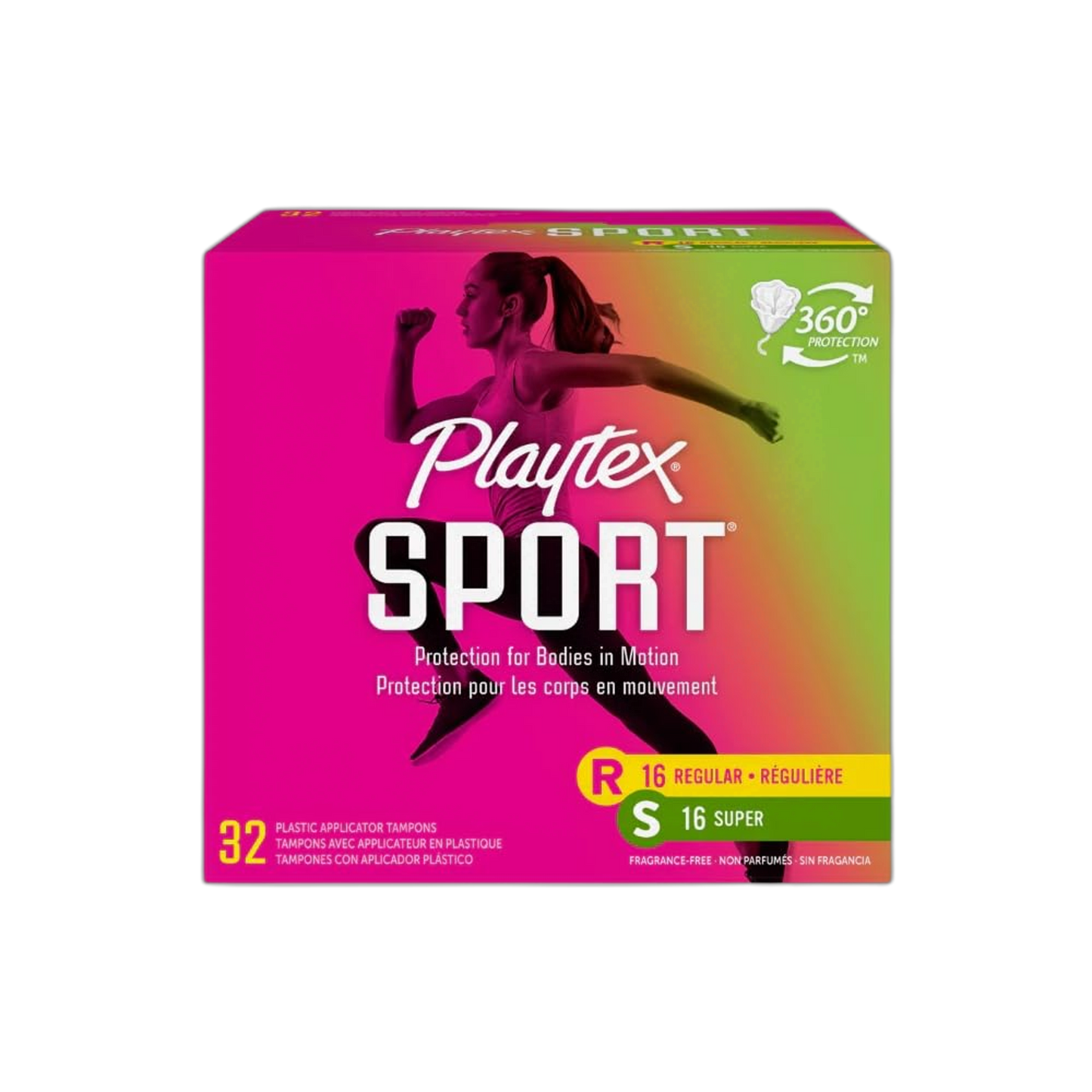 Playtex Plastic Tampons Sport Fresh Balance Multi-Pack Regular/Super Lightly Scented - 16 Count (Pack of 2)